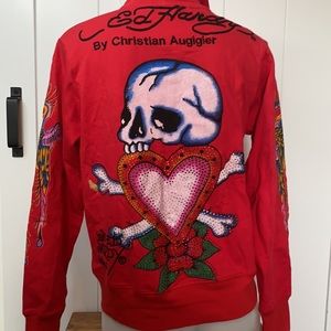 Ed hardy Euc Rhinestone detail Hoodie sz lg